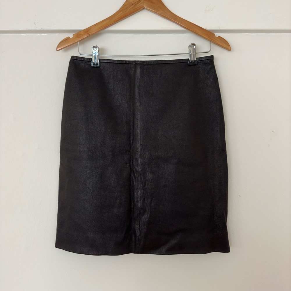 Theory Leather Pencil Skirt - Size 4 - Black